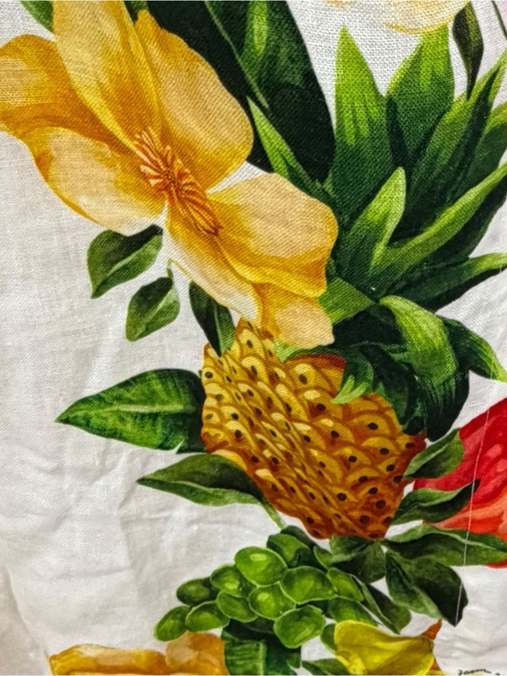 Farm Rio NWT White Multicolor Floral Fruit Linen Long Dress Size Large - Picture 8 of 13